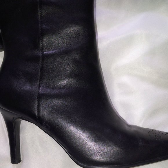 Black Leather Ankle Boots - Picture 3 of 14
